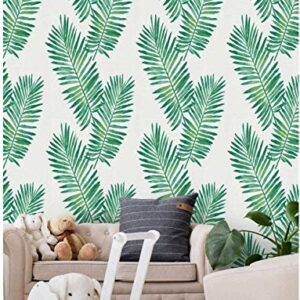 Self-Adhesive Vinyl Hawaiian Palm Contact Paper Sticker Peel and Stick Tropical Wallpaper for Walls Furniture Cabinets Dresser Drawer Table Cupboard Arts Cafts Decal 17.7x117 Inches