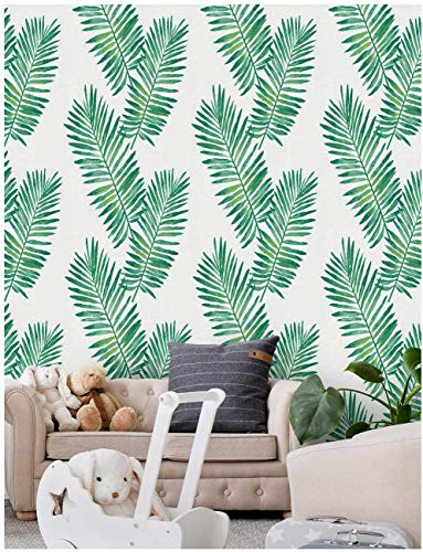 Self-Adhesive Vinyl Hawaiian Palm Contact Paper Sticker Peel and Stick Tropical Wallpaper for Walls Furniture Cabinets Dresser Drawer Table Cupboard Arts Cafts Decal 17.7x117 Inches