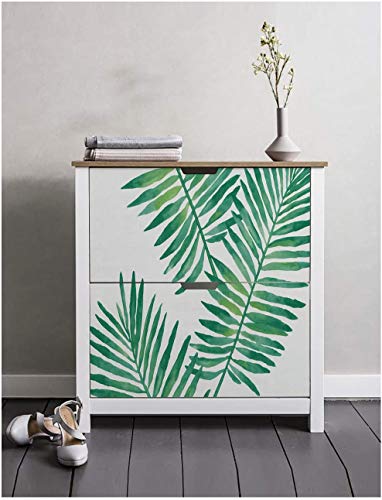 Self-Adhesive Vinyl Hawaiian Palm Contact Paper Sticker Peel and Stick Tropical Wallpaper for Walls Furniture Cabinets Dresser Drawer Table Cupboard Arts Cafts Decal 17.7x117 Inches