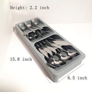 Silverware Organizer small Cultlery Organizer Kitchen Drawer Tray for Flatware Utensil Holder for Drawer Divider Storage in small Drawer for Spoons Forks save space, 2pcs, 6.5 inches wide to 13 inches