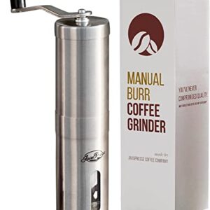 Manual Coffee Grinder by JavaPresse — Manual Coffee Bean Grinder with 18 Adjustable Settings, Stainless Steel Manual Burr Hand Coffee Grinder with Crank — Great Holiday Gift, Perfect for Camping