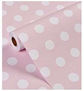 self adhesive vinyl pink polka dots shelf and drawer liner contact paper for cabinets dresser drawer walls furniture table decal removable 24x117 inches