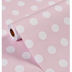 Self Adhesive Vinyl Pink Polka Dots Shelf and Drawer Liner Contact Paper for Cabinets Dresser Drawer Walls Furniture Table Decal Removable 24X117 Inches