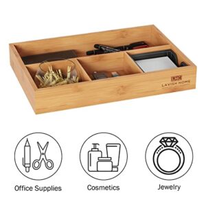 Lavish Home Bamboo Drawer Organizer Set – 2-Pack Natural Wooden Trays – Storage Organization for Kitchen, Office, Bedroom, and Bathroom