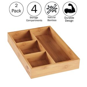 Lavish Home Bamboo Drawer Organizer Set – 2-Pack Natural Wooden Trays – Storage Organization for Kitchen, Office, Bedroom, and Bathroom