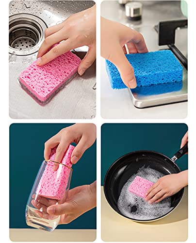 12-Count Kitchen Sponges- Compressed Cellulose Sponges Non-Scratch Natural Dish Sponge for Kitchen Bathroom Cars, Funny Cut-Outs DIY for Kids