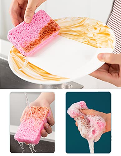 12-Count Kitchen Sponges- Compressed Cellulose Sponges Non-Scratch Natural Dish Sponge for Kitchen Bathroom Cars, Funny Cut-Outs DIY for Kids