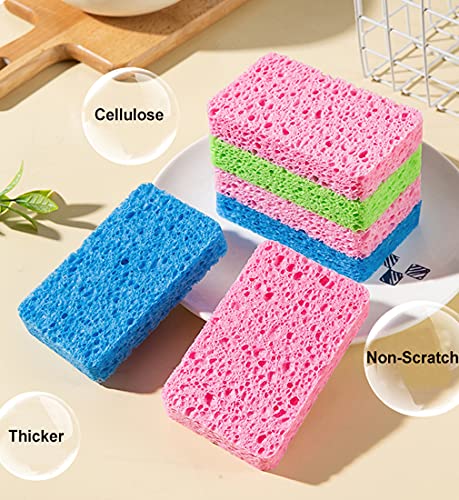 12-Count Kitchen Sponges- Compressed Cellulose Sponges Non-Scratch Natural Dish Sponge for Kitchen Bathroom Cars, Funny Cut-Outs DIY for Kids