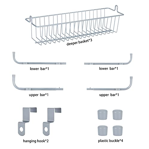 HOMERACK 3-Tier Over the Door Pantry Organizer, Heavy-Duty Metal Pantry Door Organizer with 3 Baskets, Hanging Spice Rack, Pantry Door Organization and Storage, Chrome