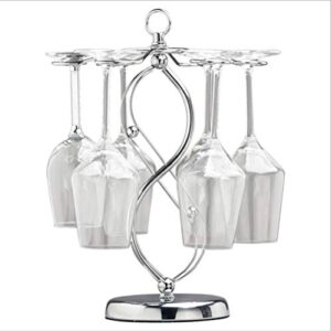 6 hooks silver metal red wine glass cup rack holder stand,upside down wrought iron wine stemware glass holder air drying system tree display