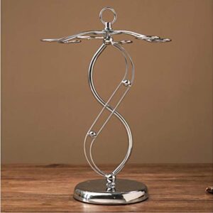 6 Hooks Silver Metal Red Wine Glass Cup Rack Holder Stand,Upside Down Wrought Iron Wine Stemware Glass Holder Air Drying System Tree Display