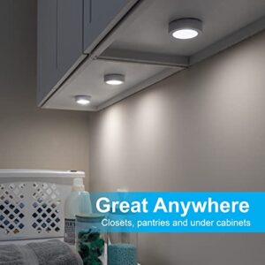 GE Wireless LED Puck Lights, 2 Pack, Battery Operated, 20 Lumens, Touch Light, Tap Light, Stick on Lights, Under Cabinet Lighting, Ideal for Kitchen Cabinets, Closets, Garage and More, 25434