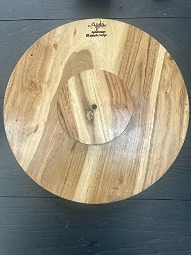 18 inch Handmade Lazy Susan - Rotating and Decorative - Large Centrepiece - Rotating Round Tray - Handcrafted Wooden Lazy Susan Turntable Large Tray Dining Table Decor Wood Trays