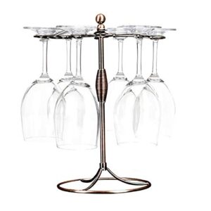 gelive bronze wine glass holder stand, antiqued countertop freestanding stemware drying rack, artistic tabletop glass display hanger with 6 hooks for home and bar storage