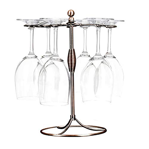 GeLive Bronze Wine Glass Holder Stand, Antiqued Countertop Freestanding Stemware Drying Rack, Artistic Tabletop Glass Display Hanger With 6 Hooks for Home and Bar Storage