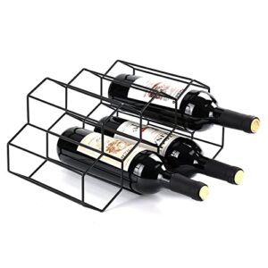 scdgrw wine racks countertop, 9 bottles wine holder for wine storage, small wine rack, modern black metal wine holder stands, wine storage for pantry, bar, cabinet, no assembly required