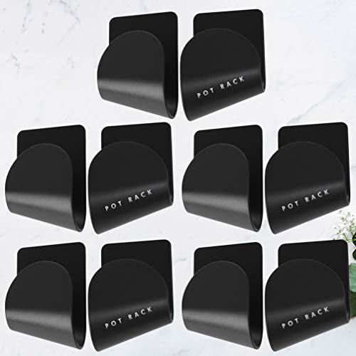 Hemoton 5 Pairs of Wall Mount Pot Lid Organizers Racks Plastic Pot Lid Storage Racks Holders 6.5x5x4.5cm(Black)