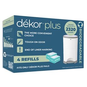 diaper dekor plus diaper pail liner refills biodegradable, 4 pack