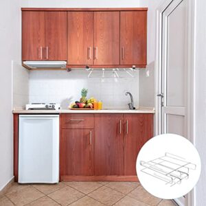 SHERCHPRY Kitchen Countertop Storage Rack Metal Cutting Board Holder Under Cabinet Shelf Pot Pan Lids Rack Organizer Shelf Stand Silver