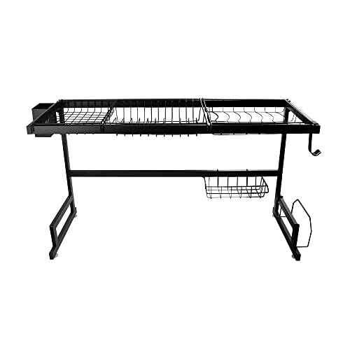 Dish Drainer Rack Kitchen Stainless Steel Dish Rack Over Sink Expandable Organizer Storage Drainer Drying Plate Shelf Knife Fork Container Kitchen Dish Drainers Holder