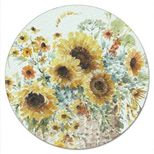 counterart sunflowers forever 4mm heat tolerant tempered glass lazy susan turntable 13″ diameter condiment caddy cake plate pizza server