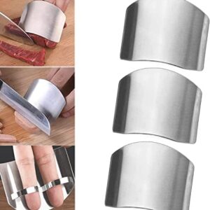 HAGUAN Finger Guards for Cutting, Finger Protector for Cutting Food, Stainless Steel Finger Guards for Cutting, Finger Guards for Cutting Vegetables, Kitchen Cooking Tools (Two Fingers-3pcs)