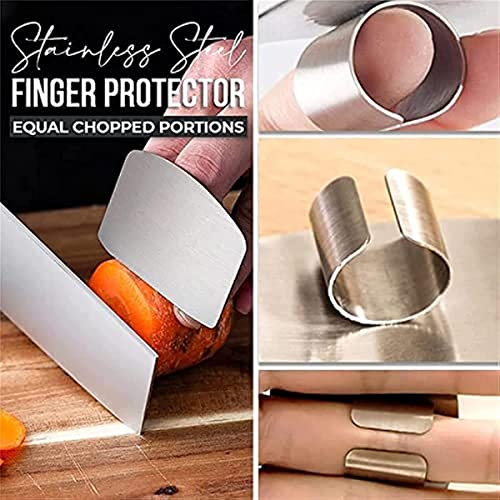 HAGUAN Finger Guards for Cutting, Finger Protector for Cutting Food, Stainless Steel Finger Guards for Cutting, Finger Guards for Cutting Vegetables, Kitchen Cooking Tools (Two Fingers-3pcs)