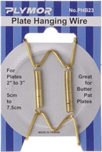 plymor shiny gold finish wall mountable plate hanger, 3.5″ h x 2.5″ w x 0.375″ d (for plates 2″ – 3″), pack of 2