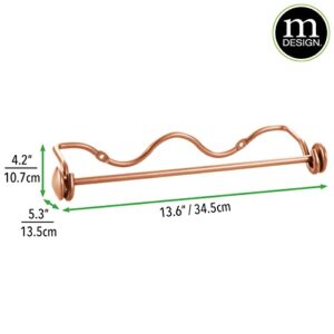 mDesign Versatile Metal Wall Mount Paper Towel Holder & Dispenser, Mounts to Walls or Under Cabinets - for Kitchen, Pantry, Utility Room, Laundry and Garage Storage - 2 Piece Design - Copper