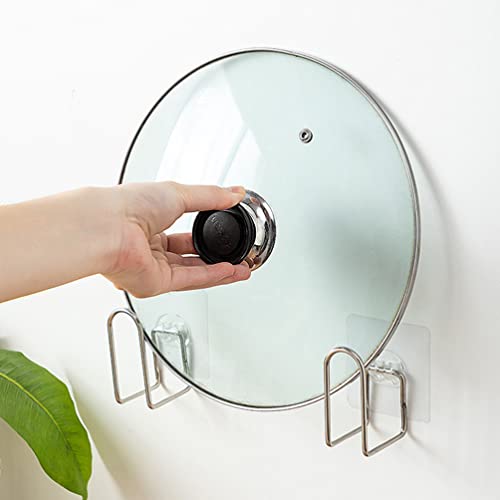 Hemoton 4pcs Wall Mounted Pot Lids Holder Wall Door Mounted Pan Lid Cover Hanger Rack Kitchen Utensil Cutting Board Organizer for Home and Kitchen Use