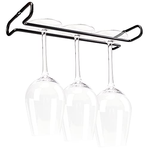 Warmery 2 Pack Wine Glasses Hanging Rack, White Stemware Rack Holder Under Cabinet, Metal Wall Mount Wire Hanging Rack Storage Hanger Organizer with Screws for Kitchen Bar (10.3in)