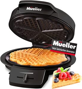 mueller heart waffle maker, 5 belgian waffle iron, adjustable browning control, cool touch handle, compact and easy to clean, great valentines day gift