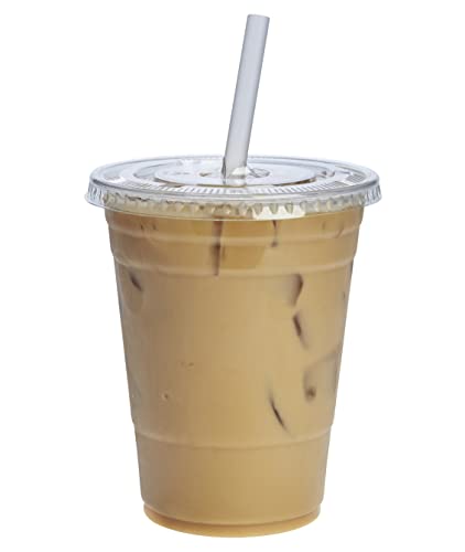 Comfy Package [50 sets] - 16 oz. Crystal Clear Plastic Cups With Flat Lids