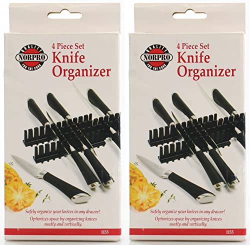 Norpro 4Pc Knife Drawer Organizer Set Works w/All Knife Sizes & Styles (2-Pack)