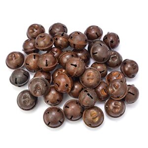 callenbach 40pcs 35mm / 1.38inch rusty jingle bells decorative vintage rusted metal bells with star-shape cutouts for christmas holiday home diy crafts decoration