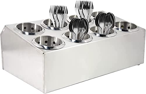 bimiti 8 Holes Flatware Cylinder Holder Commercial Stainless Steel Utensil Storage Caddy Drying Rack Countertop Silverware Organizer For Restaurant Hotel Buffet