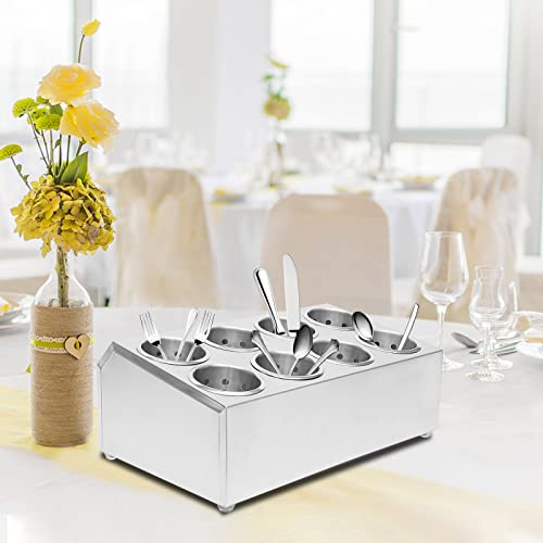 bimiti 8 Holes Flatware Cylinder Holder Commercial Stainless Steel Utensil Storage Caddy Drying Rack Countertop Silverware Organizer For Restaurant Hotel Buffet