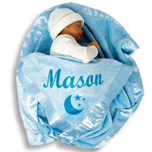 custom catch personalized baby blanket for boys – blue