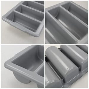 Tyminin 4-Compartment Commercial Cutlery Tray, Plastic Drawer Silverware Organizer, Grey, Pack of 4