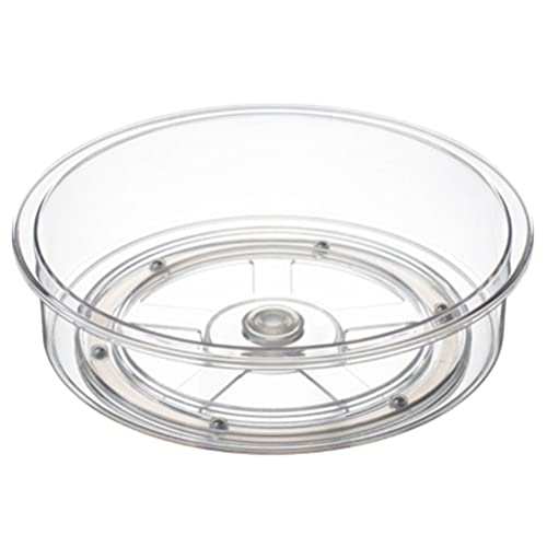 OSALADI 13 inch Kitchen Rack Rotating Shelf, Seasoning Storage Tray, Divided Spinning Organizer, Round Plastic Turntable Storage Food Bin Container, Divided Condiment Holder for Kitchen Home Bathroom