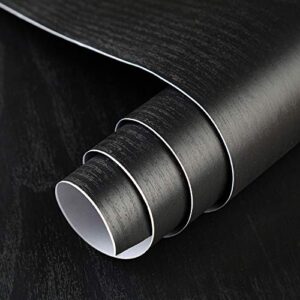 BAYYA Black Wood Texture Contact Paper Thicken Dark Wood Grain Look Wallpaper Peel Stick Countertops Table Counter Top Covers Waterproof Self Adhesive Removable Vinyl Wallpaper DIY Furniture Stickers