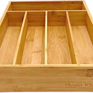 Utopia Kitchen Bamboo Silverware Organizer- 5 Compartments - Bamboo Drawer Organizer - Bamboo Hardware Organizer (5-Pack)