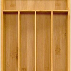 Utopia Kitchen Bamboo Silverware Organizer- 5 Compartments - Bamboo Drawer Organizer - Bamboo Hardware Organizer (5-Pack)