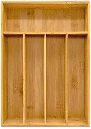 Utopia Kitchen Bamboo Silverware Organizer- 5 Compartments - Bamboo Drawer Organizer - Bamboo Hardware Organizer (5-Pack)