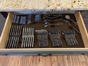 wood technology silverware drawer lining kit in brown – holds 90 pieces