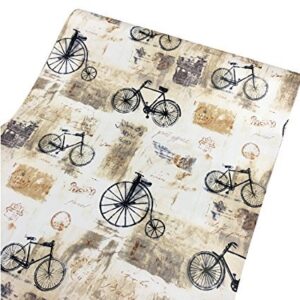hoyoyo 17.8 x 78 inches self-adhesive shelf liner, self adhesive dresser drawer paper wall sticker home decoration beige bicycle