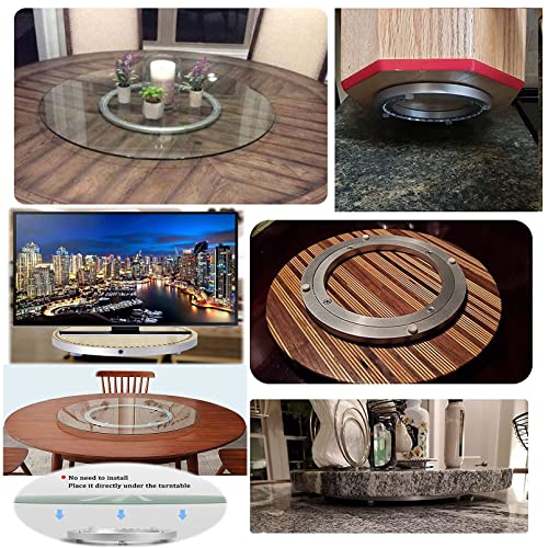 Ø 8in 10in 12in 14in 16in 20in 24ni 27in 32in Lazy Susan Silent Rotating Bearing Turntable With Threaded Rubber Pad 360 Degree Swivel Turntable Heavy Duty Aluminium Alloy Swivel Base