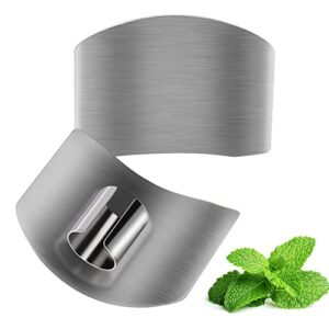 AFENGAU 2 PCs Finger Protector for Cutting Food - Stainless Steel Finger Guard for Cutting Kitchen Tool Avoid Hurting When Slicing and Dicing for Food Chopping Cutting Knife Cutting