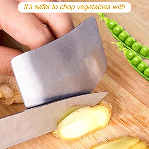 AFENGAU 2 PCs Finger Protector for Cutting Food - Stainless Steel Finger Guard for Cutting Kitchen Tool Avoid Hurting When Slicing and Dicing for Food Chopping Cutting Knife Cutting