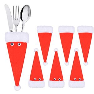 puimentiua 32pcs christmas santa claus hat knife and fork silverware holder pockets candy cover for christmas party decoration